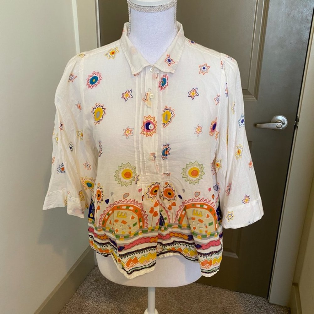 ANTHROPOLOGIE | Women's Colorful Button Up Blouse